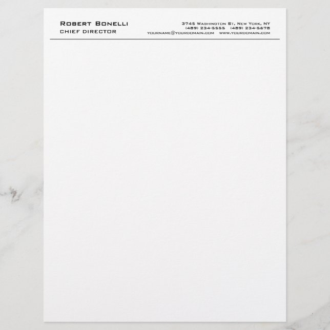 Membrete Profesional moderno y sencillo minimalista (Anverso)