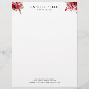 Membrete Profesional simple elegante de la plantilla floral