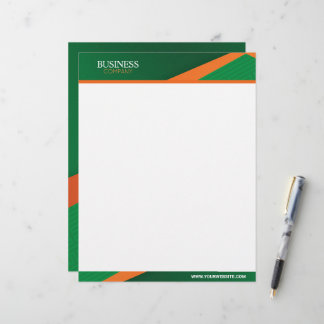 Membrete Profesional Verde con Franja Naranja Corporativa