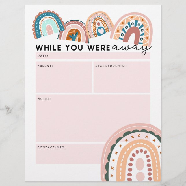 Membrete Profesor sustituto del arcoiris mientras estabas f (Anverso)