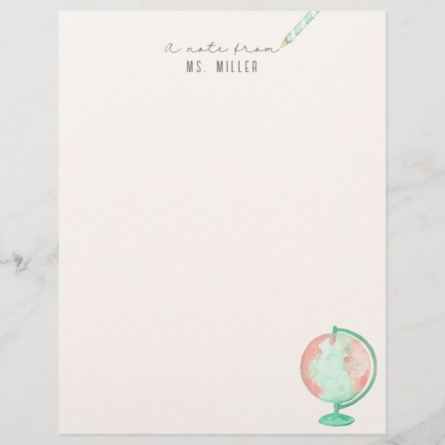 Membrete Profesora Personalizado Notecards (Anverso)