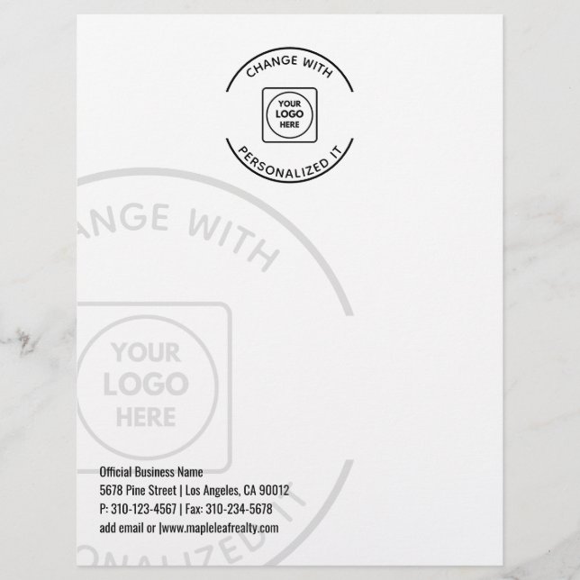 Membrete Professional Business Logo Watermark letterhead (Anverso)