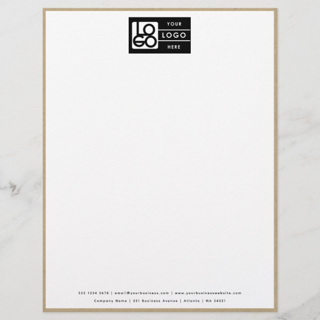 Membrete Professional Kraft Border Business Logo Letterhead (Anverso)