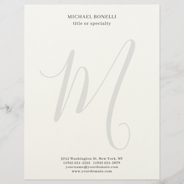 Membrete Professional Plain Modern Minimalist Monogrammed (Anverso)