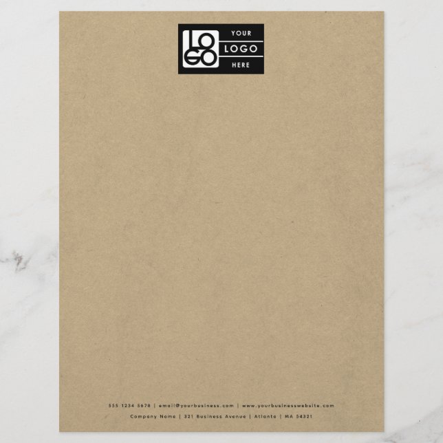 Membrete Professional Rustic Kraft Business Logo Letterhead (Anverso)