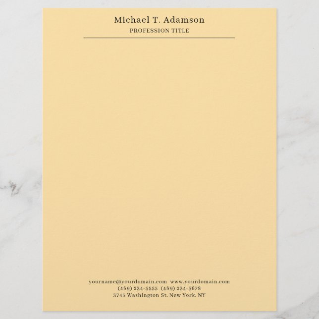 Membrete Professional Stylish Elegant Plain Modern Beige (Anverso)