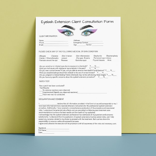 Membrete Prueba de parche alérgico Holografía Extensión de  (Allergy Patch Test Holograph Eyelash Extension Letterhead)