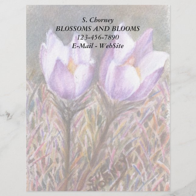 MEMBRETE   PURPLE CROCUSES PERSONALIZABLE LETTERHEAD (Anverso)