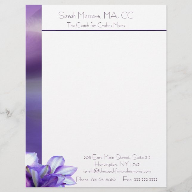 Membrete Purple Floral Elegance 1 (Anverso)