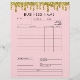 Membrete Purpurina de oro Dris Factura Letra Pequeña Empres