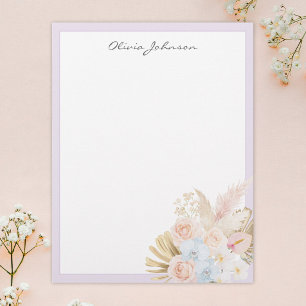 Membrete Ramo Floral Tropical Bonito Monogramado