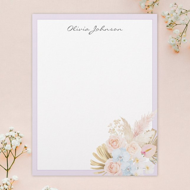 Membrete Ramo Floral Tropical Bonito Monogramado (Subido por el creador)