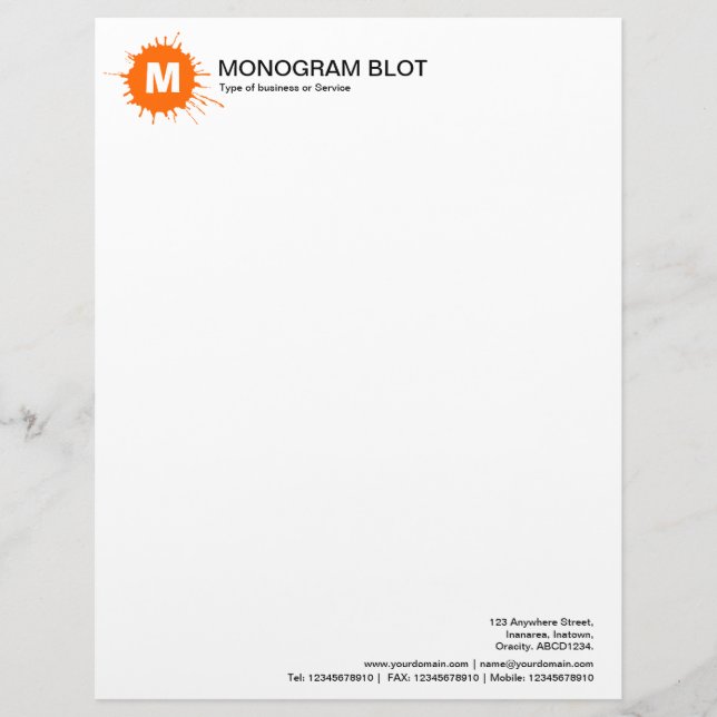 Membrete Ranura de monograma - Naranja (Anverso)