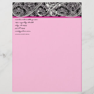 Membrete Raspberry rosa Monograma Cabletera negra Paisley