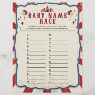 Membrete Raza por nombre del bebé [Tema del circo]