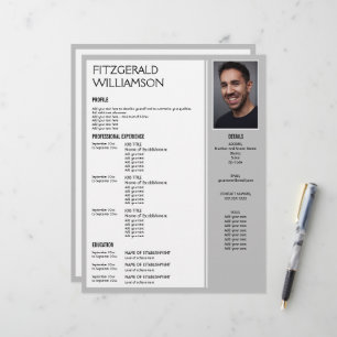 Membrete REANUDACIÓN DE foto de Personalizado gris profesio