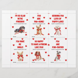 Membrete Red Puppy Valentine’s Day Cards for Kids Classroom