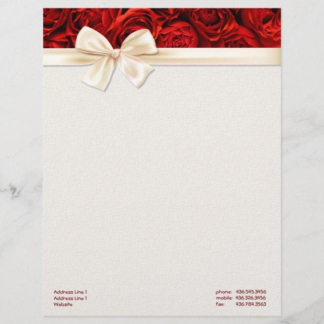 Membrete Red Rose Elegance 2 - Personalizar (Anverso)