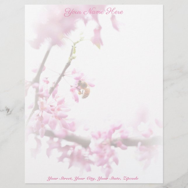 Membrete Redbud & Honeybee en primavera (Anverso)