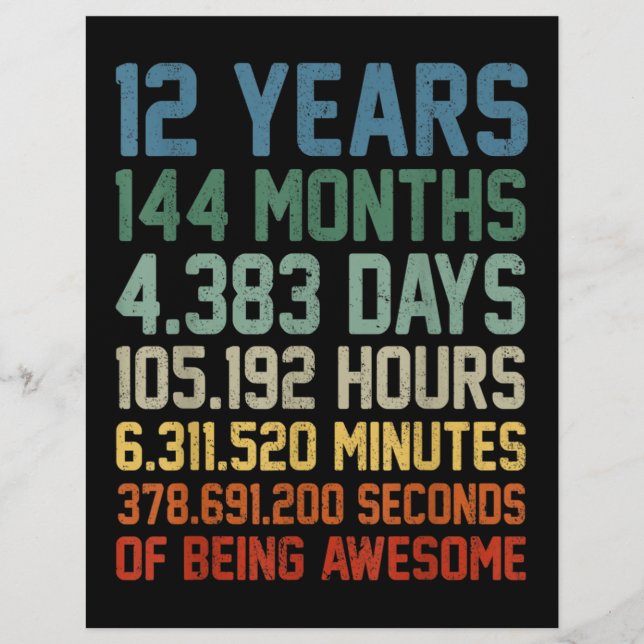 Membrete Regalo de cumpleaños 12 años de antigüedad (Anverso)