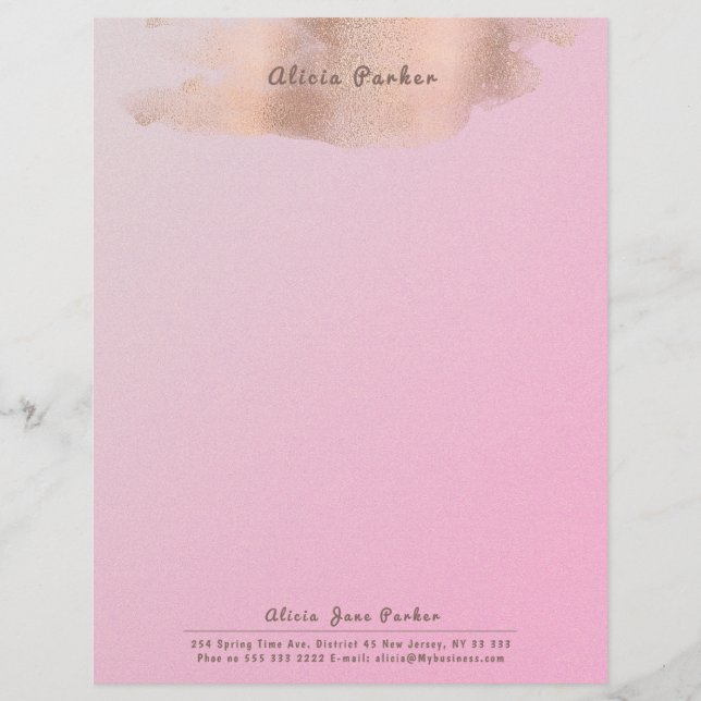 Membrete Relieve metalizado Glam Pink Rose Gold Copper | Be (Anverso)