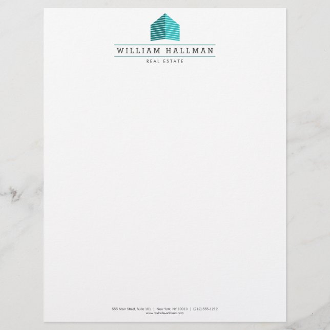 Membrete Resumen Logotipo de inicio Verde azulado/blanco (Anverso)