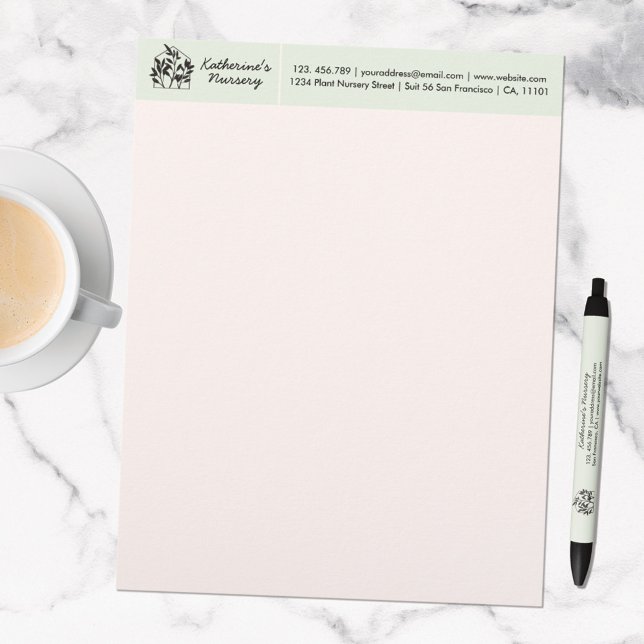 Membrete Resumen moderno de la tienda de plantas con direcc (In situ marble table)