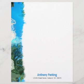 Membrete Resumen Personalizado Turquesa Oceánico Azul y Alg