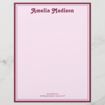 Retro Simple Pink Letterhead