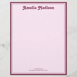 Membrete Retro Simple Pink Letterhead