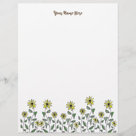 Membrete Retro Wildflower Doodle Personalized Cute Floral