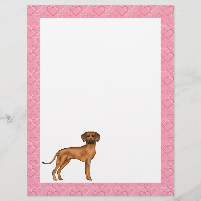 Membrete Ridgeback Rhodesia Perro Amor Patrón Corazón Rosa (Anverso)