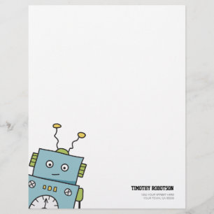 Membrete Robot dibujado mano azul linda