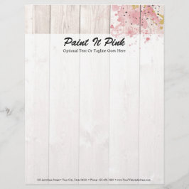 Membrete Rojizo Rosa y Pintura Dorada Salpicada sobre Mader