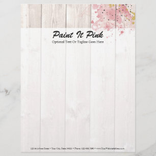 Membrete Rojizo Rosa y Pintura Dorada Salpicada sobre Mader