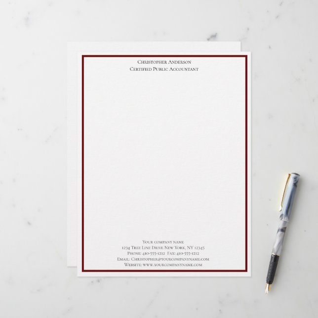 Membrete Rojo Blanco Profesional Personalizado  (Anverso/Reverso In Situ)