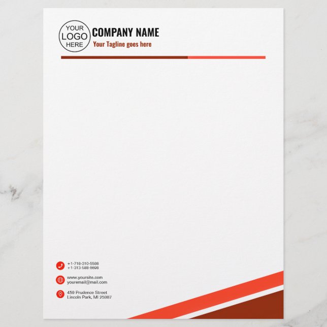 Membrete Rojo elegante simple (Anverso)
