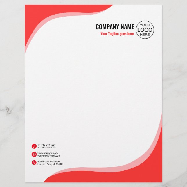 Membrete Rojo elegante y fluido (Anverso)