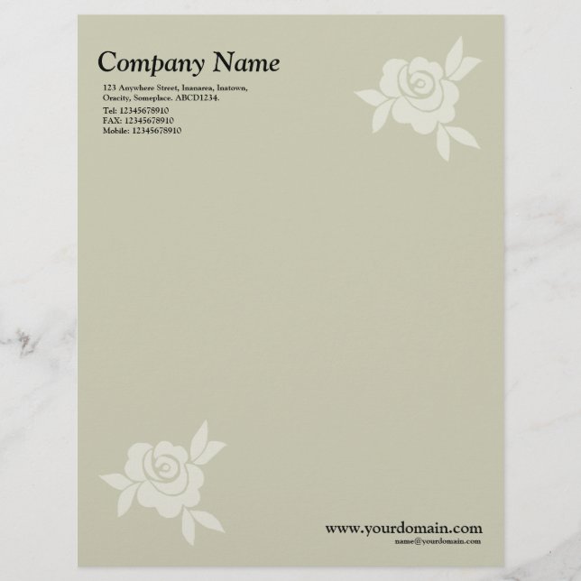 Membrete Rosa elegante - Beige cálido (Anverso)