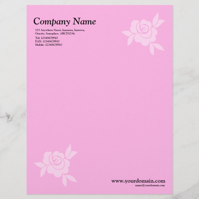 Membrete Rosa elegante - Rosa (Anverso)