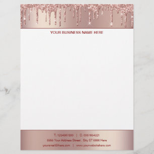 Membrete Rosa Gold Rubor Drin - Business Stationery Modern