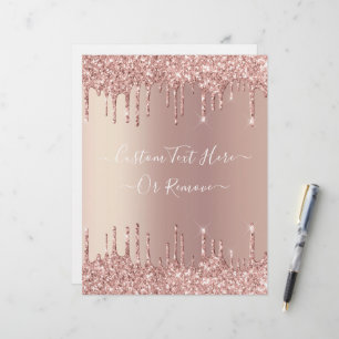 Membrete Rosa Purpurina de oro Sparkly Letterhead Personali