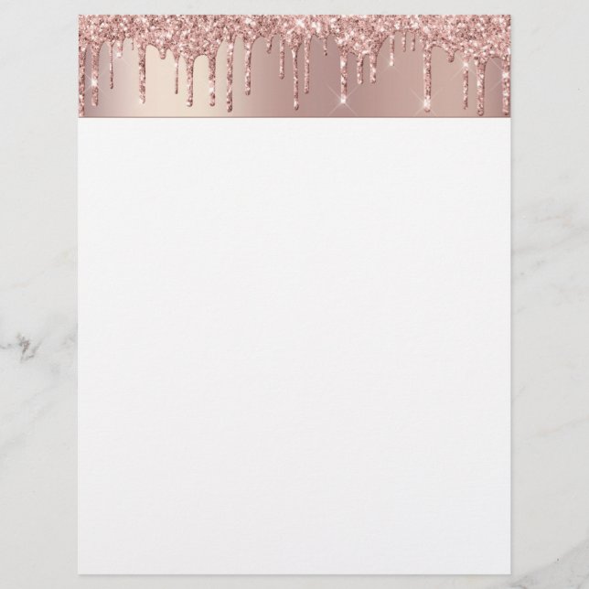 Membrete Rosa Purpurina dorado Sparkle Letterhead Personali (Anverso)