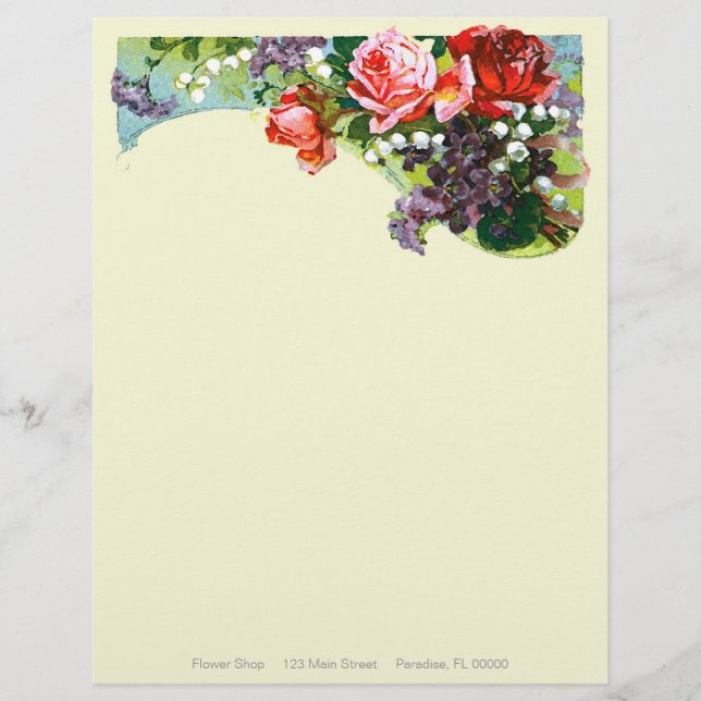 Membrete Rosa victoriano ~ Letterhead (Anverso)