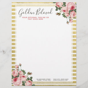 Membrete Rosas elegantes lamentables del vintage y rayas
