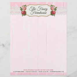 Membrete Rosas florales rosados de madera rústicos