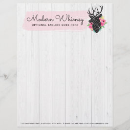 Membrete Rosas modernos de venado geométrico y Shabby Mader