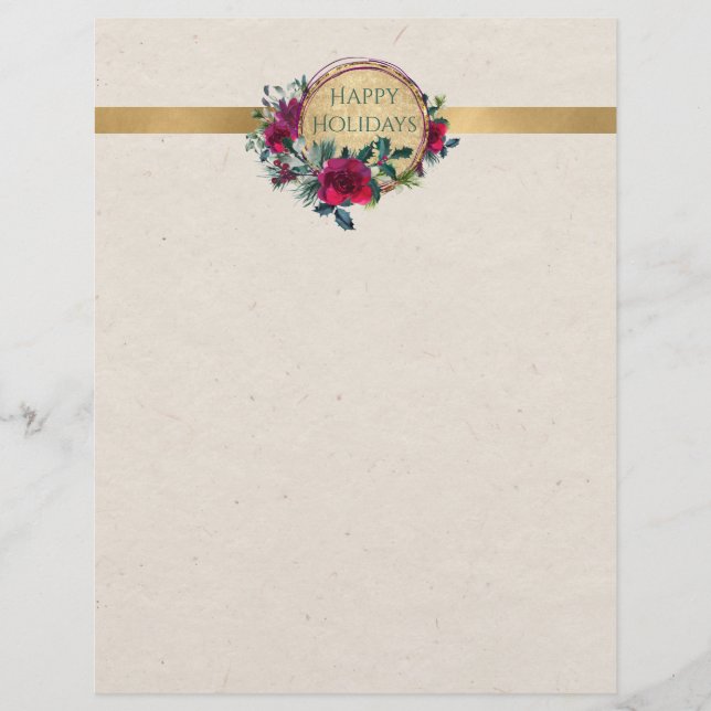 Membrete Rosas y Holly Fancy Personalized Letterhead (Anverso)