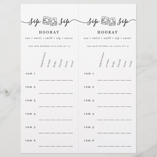Membrete Rum Tasting Rating Scorecard (Anverso)