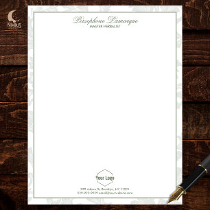 Membrete Sage Green Delicate Letterhead Herbal Business